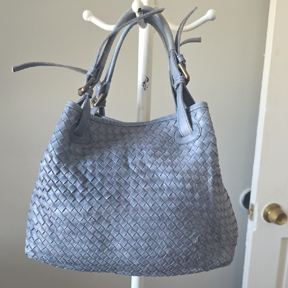 Valentina Handbags - Valentina Gray Woven 100% Leather Bag. Made In Italy